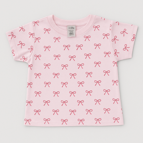 Casual Round Neck Bowknot All-Over Print